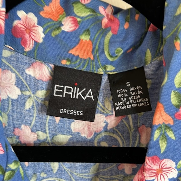 Erika 90’s Vintage Sleeveless Blue Floral Midi Dress - Picture 4 of 7